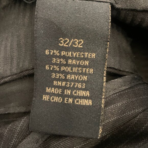 AXIST‎ MEN'S BLACK PINSTRIPE PLEATED FRONT CUFFED HEM DRESS PANTS 32X32-EUC - Picture 6 of 6